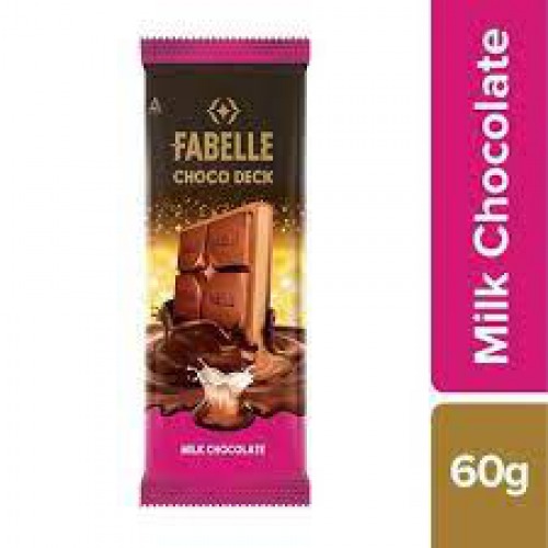 Fabelle Choco Deck - Milk Chocolate, 3 Layered Premium Milk Chocolate Bar, 60 g