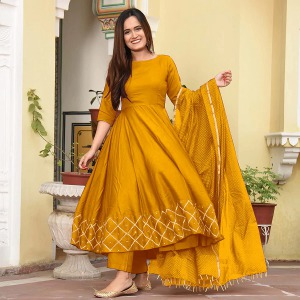 Women's  Anarkali  Regular  Rayon Kurta With Dupatta