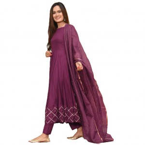 Women's  Anarkali  Regular  Rayon Kurta With Dupatta