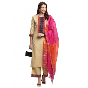 Women's Cotton StraightKurta and Palazzos & Dupatta