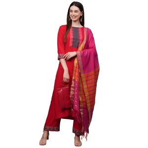 Women's Cotton StraightKurta and Palazzos & Dupatta