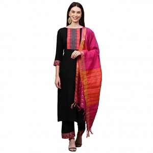 Women's Cotton StraightKurta and Palazzos & Dupatta