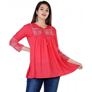 Women's Stylish Black Casual Embroidered Regular Fit for Girls and Women's 3/4th Sleeve Top Vol3 Vol1