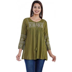 Women's Stylish Black Casual Embroidered Regular Fit for Girls and Women's 3/4th Sleeve Top Vol3 Vol1