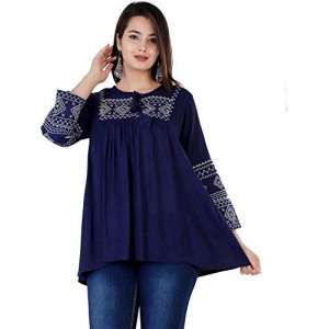 Women's Stylish Black Casual Embroidered Regular Fit for Girls and Women's 3/4th Sleeve Top Vol3 Vol1