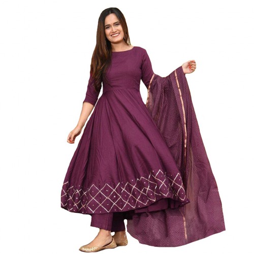 Women's  Anarkali  Regular  Rayon Kurta With Dupatta