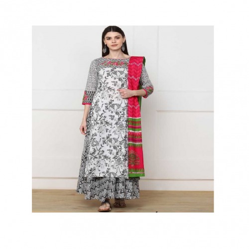 Printed Kurta, Sharara & Dupatta Set