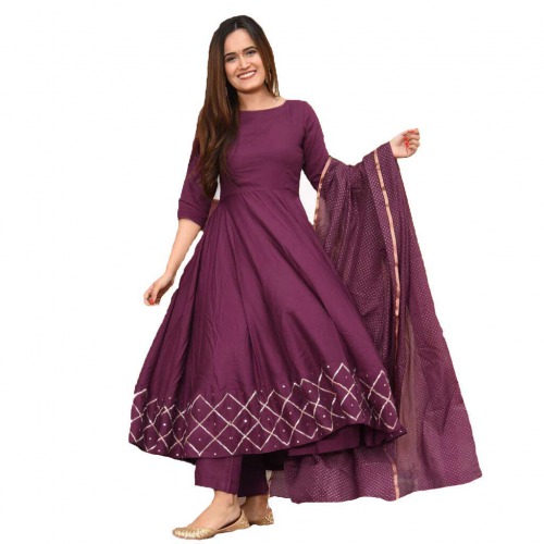 Women's  Anarkali  Regular  Rayon Kurta With Dupatta