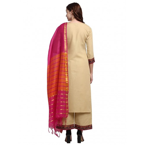 Women's Cotton StraightKurta and Palazzos & Dupatta