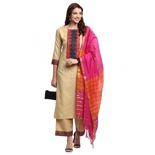 Women's Cotton StraightKurta and Palazzos & Dupatta