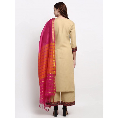 Women's Cotton StraightKurta and Palazzos & Dupatta