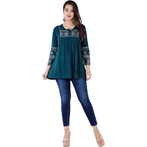 Women's Stylish Black Casual Embroidered Regular Fit for Girls and Women's 3/4th Sleeve Top Vol3 Vol1