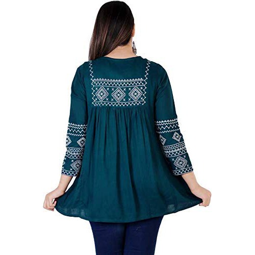 Women's Stylish Black Casual Embroidered Regular Fit for Girls and Women's 3/4th Sleeve Top Vol3 Vol1