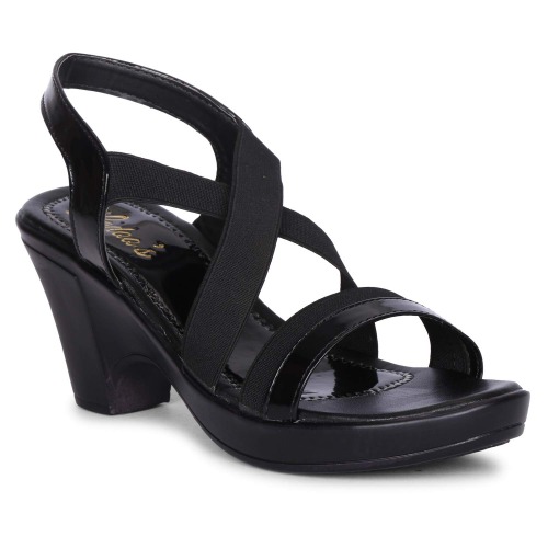 Women Wedge Black Block Heel Comfortable Belly