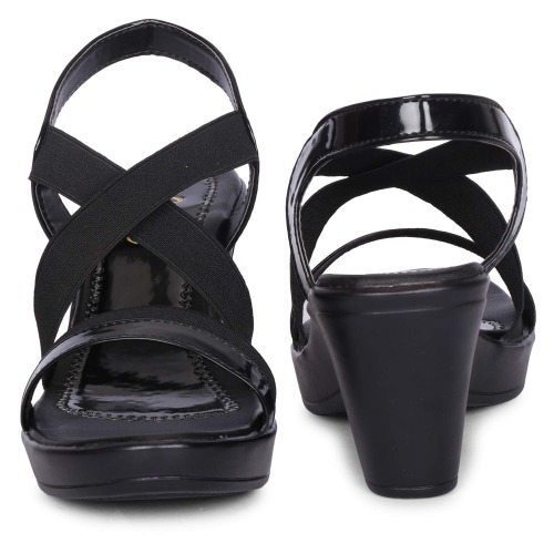 Women Wedge Black Block Heel Comfortable Belly