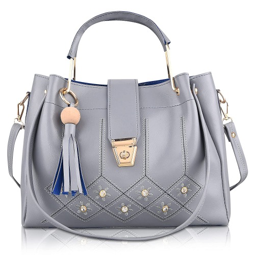 Women Grey Shoulder Bag Set Of 3