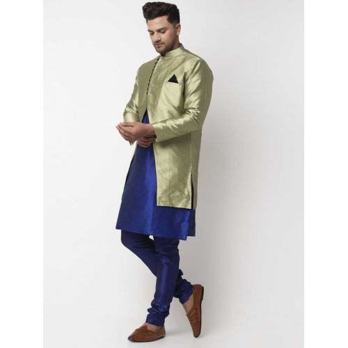 Men Ethnic Jacket and Pyjama Set Cotton Silk Blend